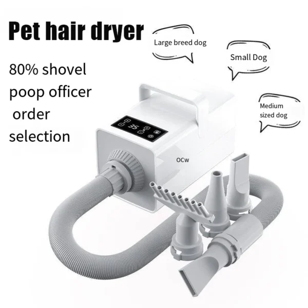 Dog Hair Dryer High Power Silent Pet Grooming Blower With Hair Absorption