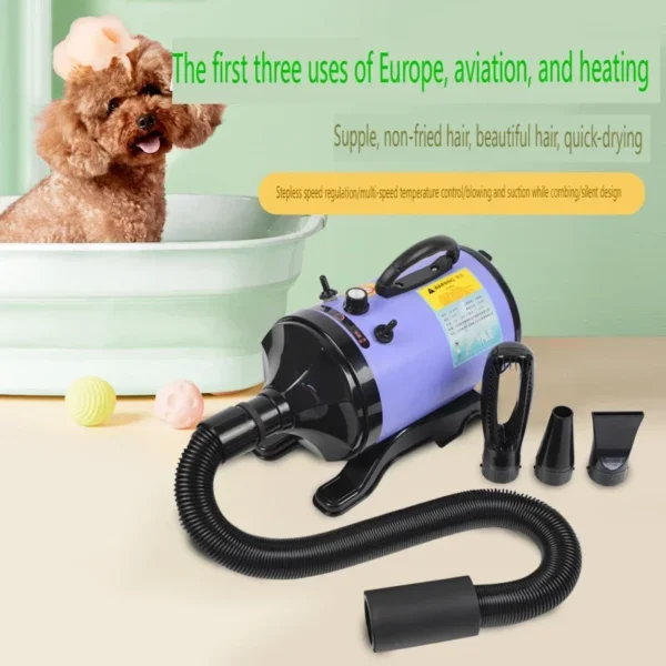 Dog Hair Dryer: 2800W Professional Grooming Blower with Adjustable Warm Wind