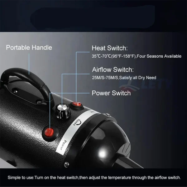 2600W Stepless Speed Dog Hair Dryer - Image 4