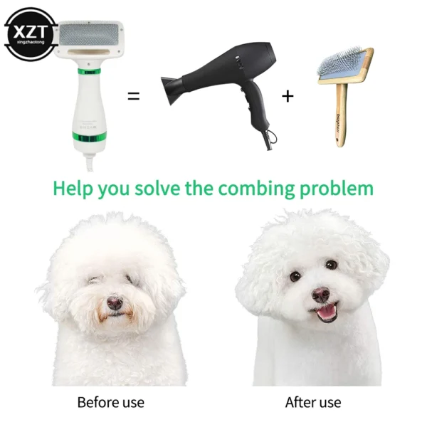 Dog Hair Dryer with Slicker Brush for Cat and Dog Grooming - Image 3